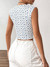 Blue Surplice Neck Front Ruched Top