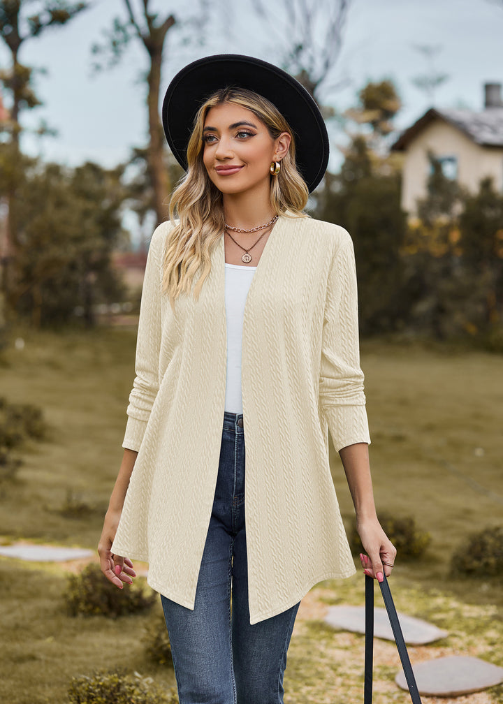 Cream Solid Textured Shrug