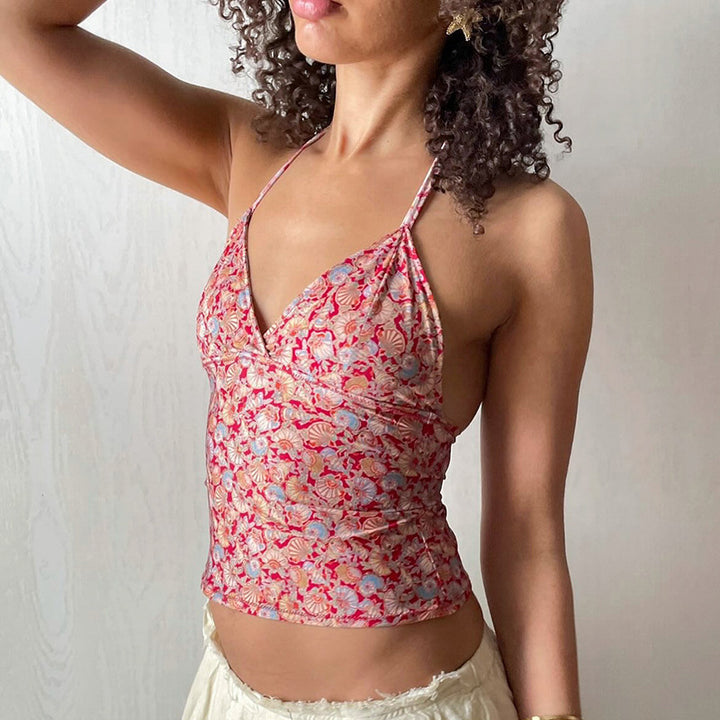 Red Printed Camisole Top