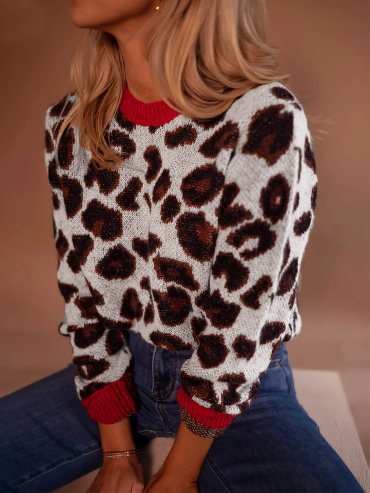 White Full Sleeves Printed Sweater