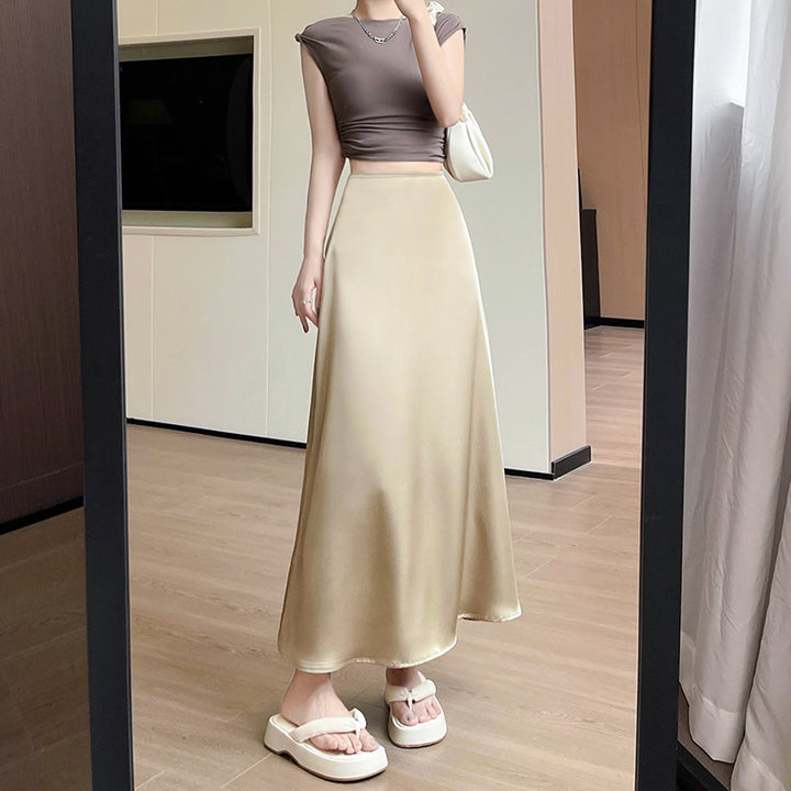 Gold A-Line Midi Skirt