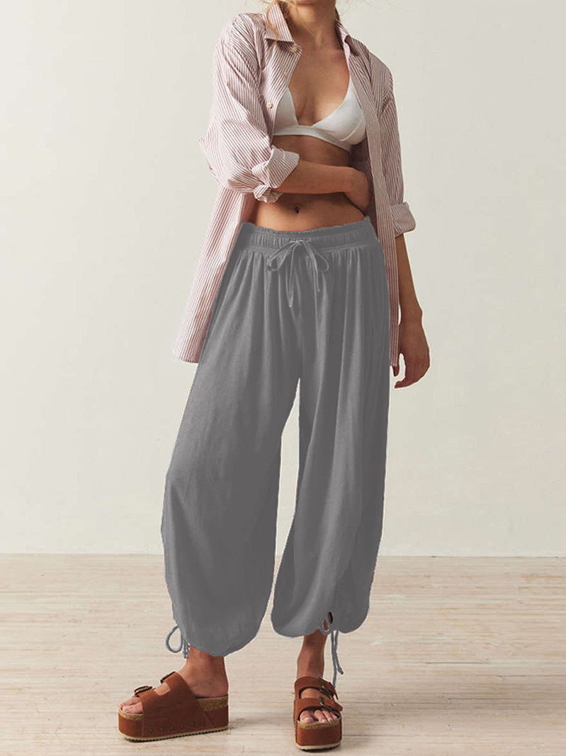 Grey Ruching At Bottom Hem With Elasticated Leg