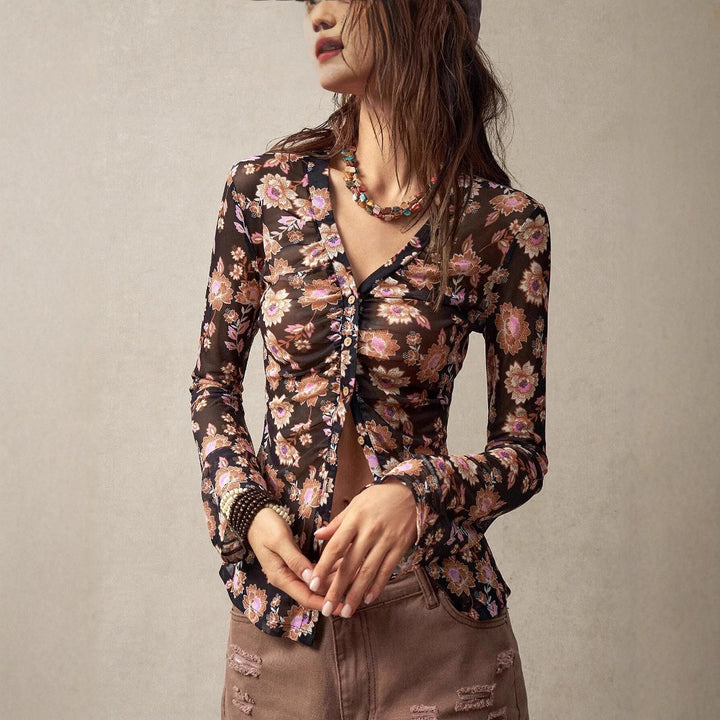 Black Full Sleeve Front Button Top