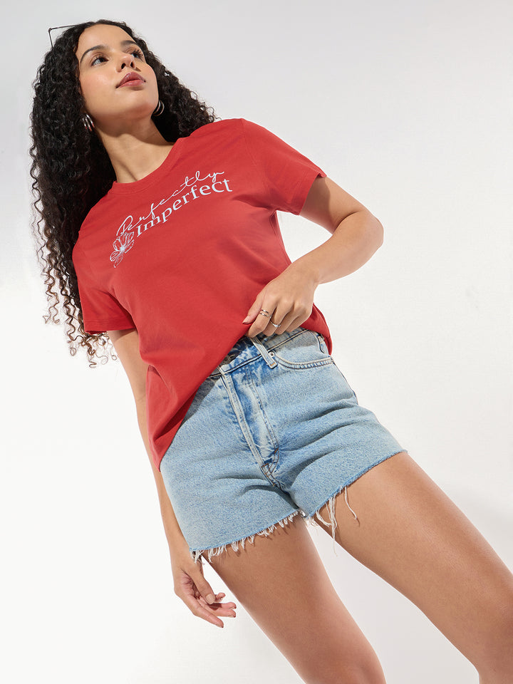 Red Short Sleeves Crew Neck T-Shirt