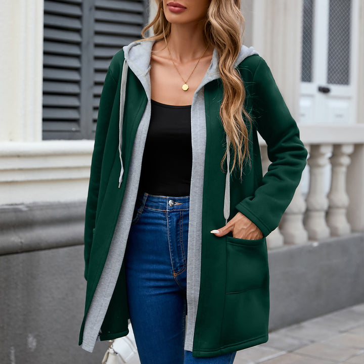 Dark Green Full Sleeve Hooded Jacket