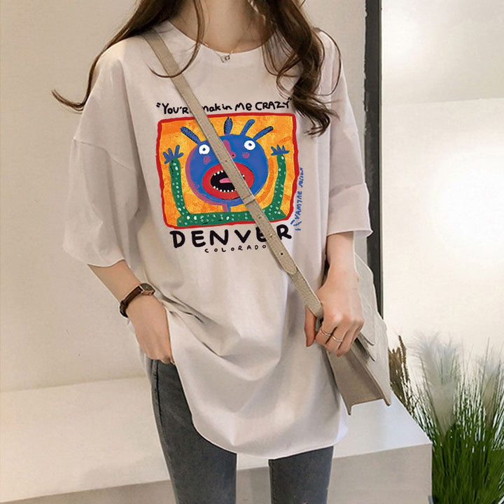 White Chest Print Graphic Tshirt