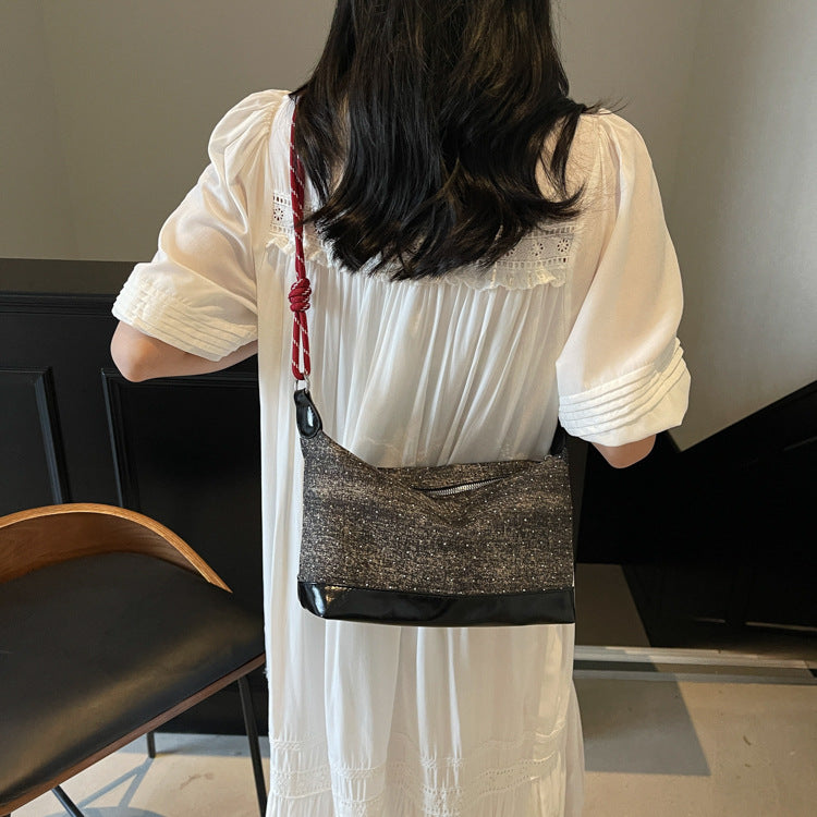 Black Twisted Strap Denim Tote Bag