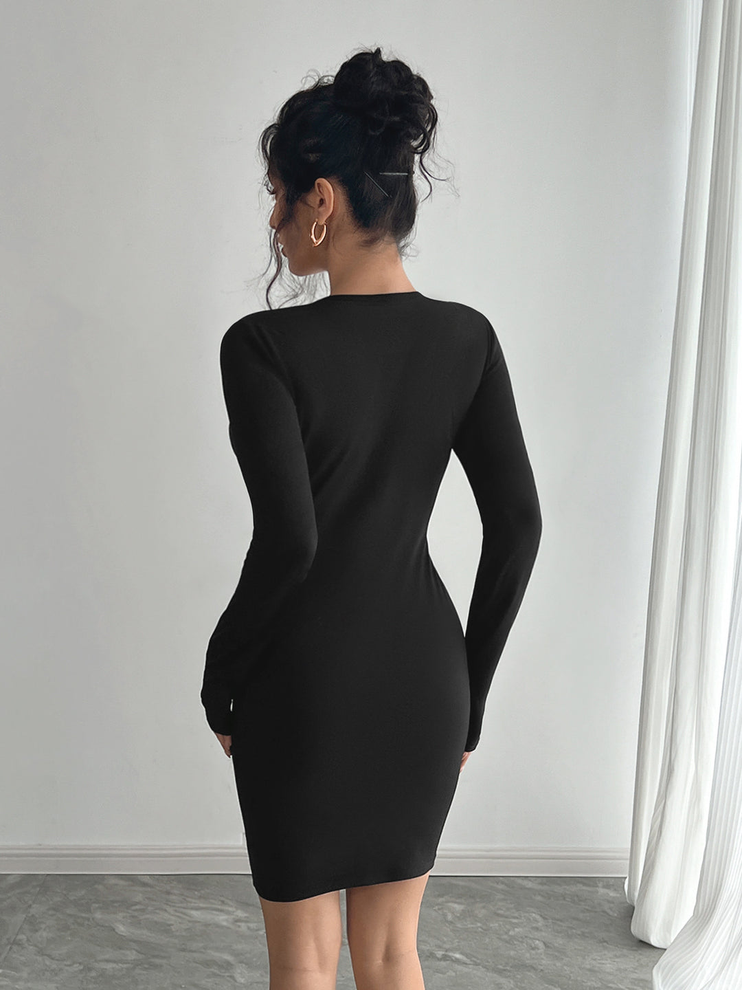 Black Full Sleeve Fitted Dress