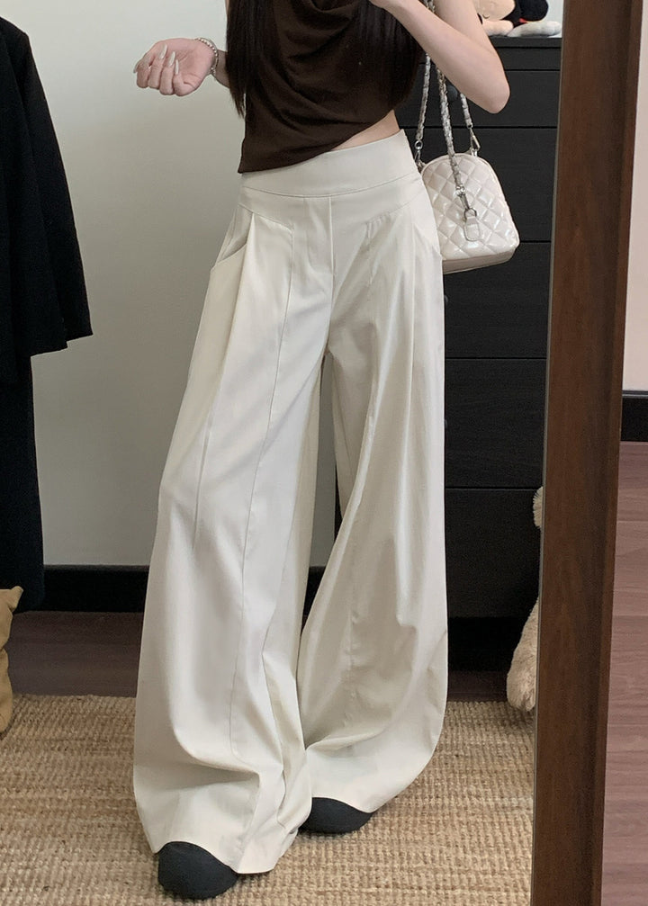 Off White High Waist Pleated Baggy Pant