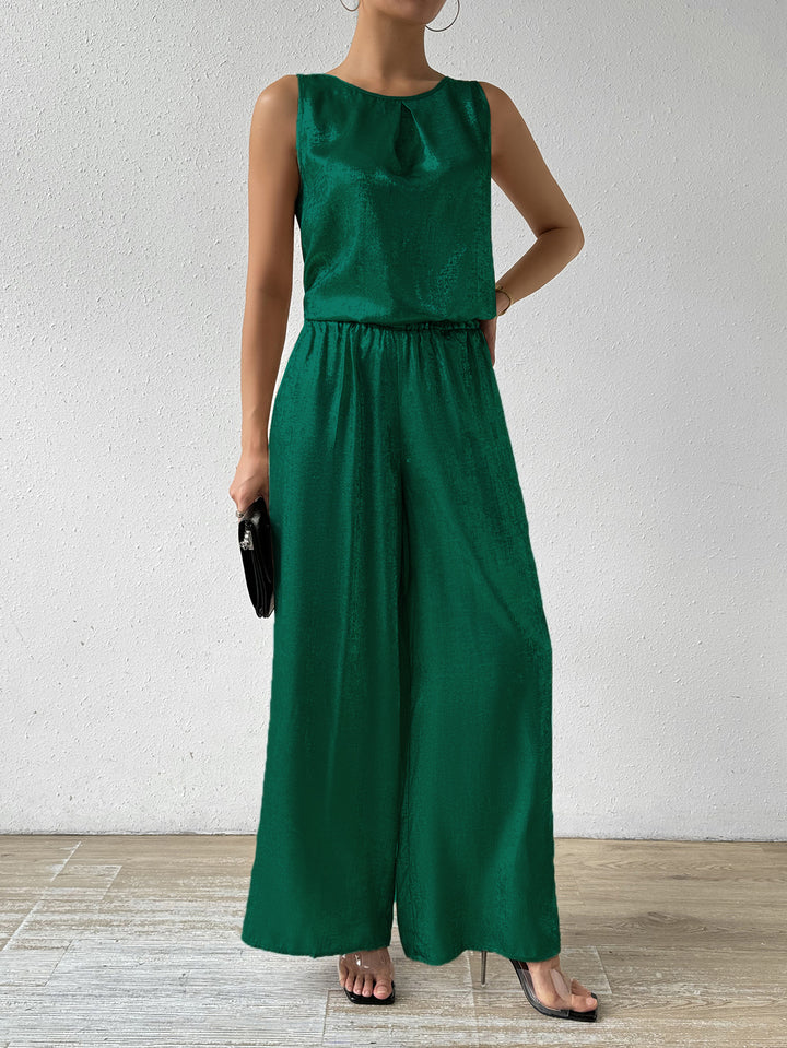 Green Sleeveless Back Cowl Jumpsuit