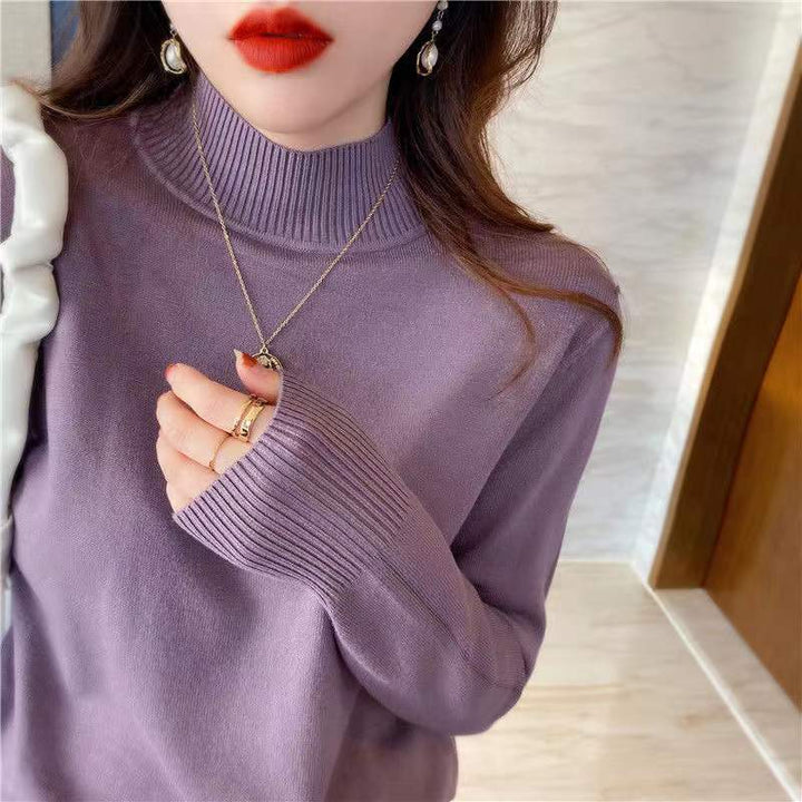 Lilac Full Sleeve Mock Neck Fitted Sweater