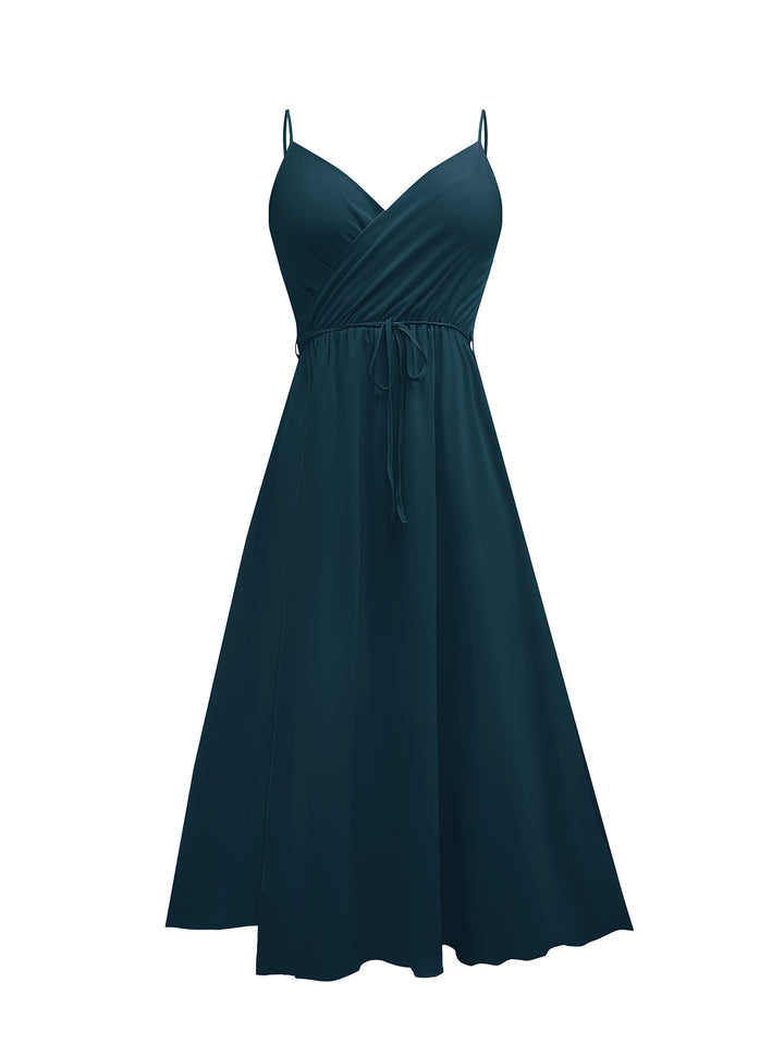 Navy Blue High Slit Wrap Maxi Dress