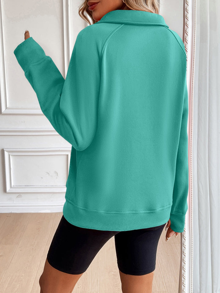 Green Half Zip Sweatshirt With Pockets