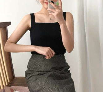 Black Square Neck Tank Top