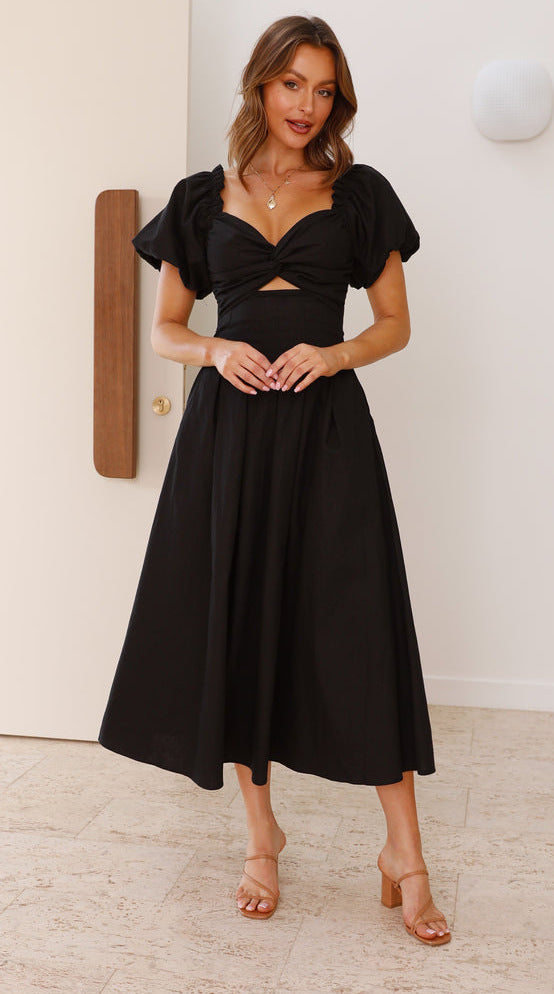Black Sweetheart Neckline Cut Out Dress