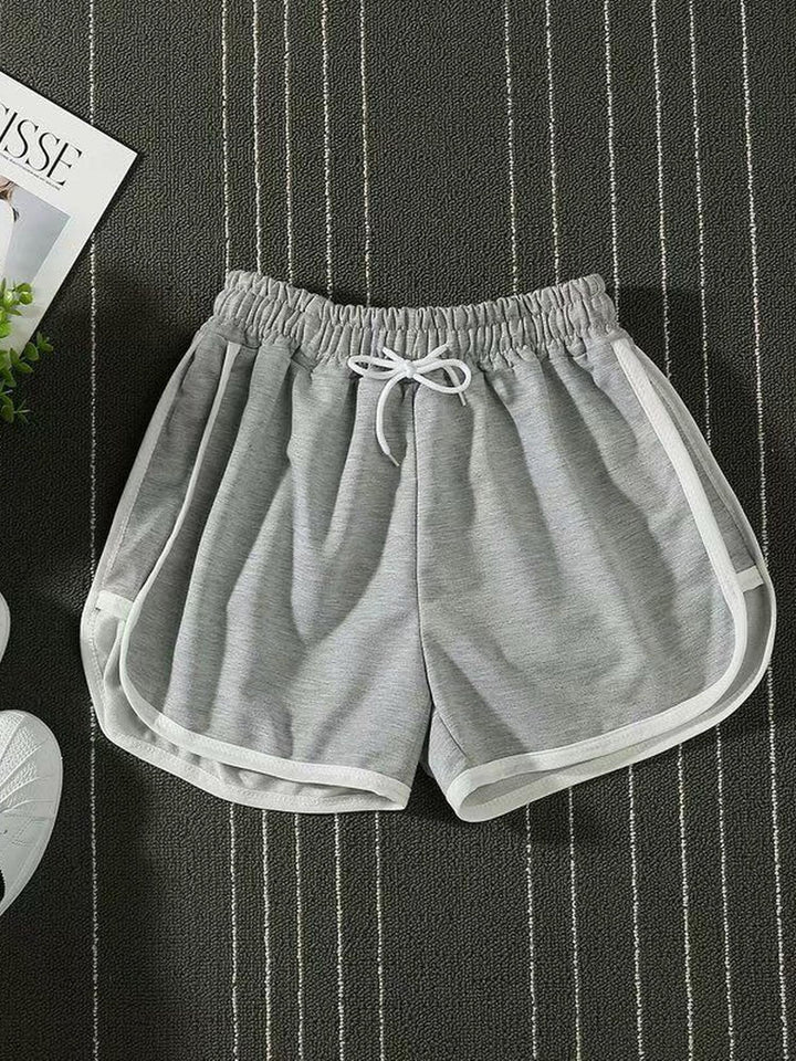 Grey Contrast Striped Shorts