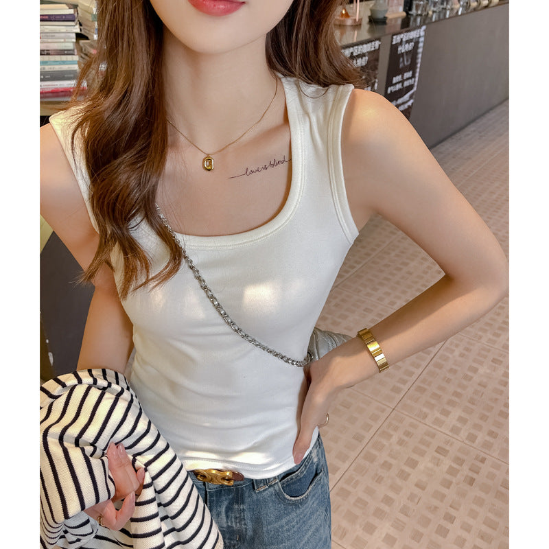 White Scoop Neck  Tank Top