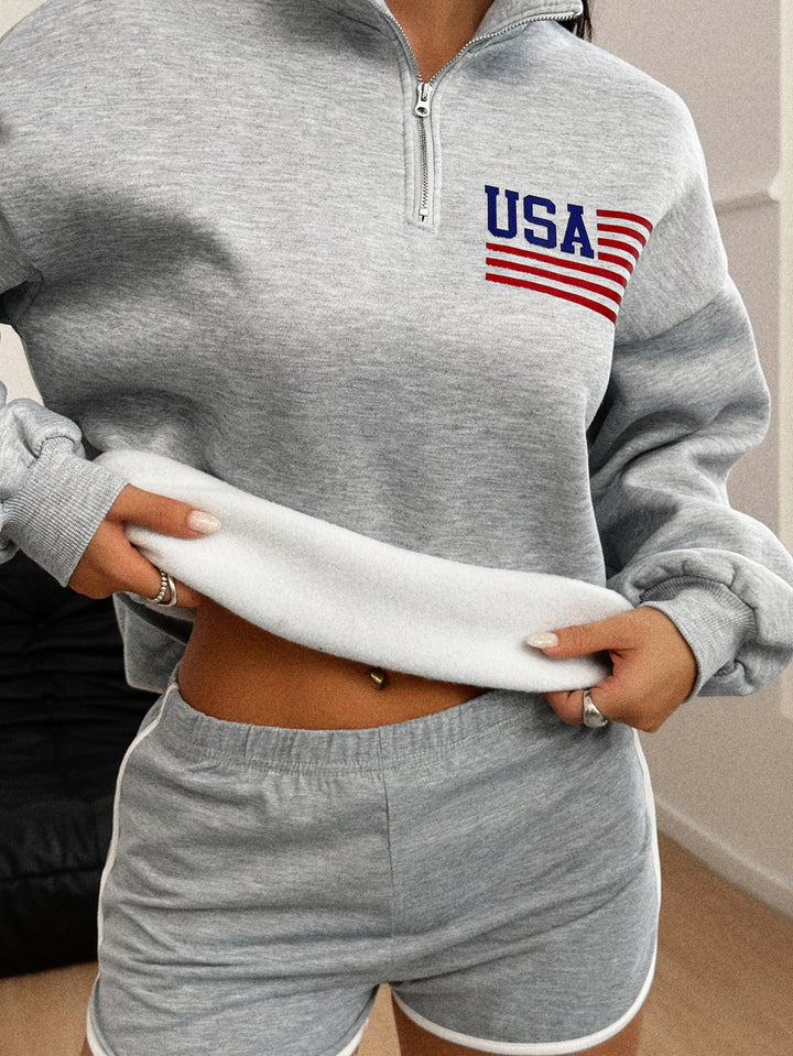 Grey Full Sleeve High Neck Graphic Print Sweatshirt