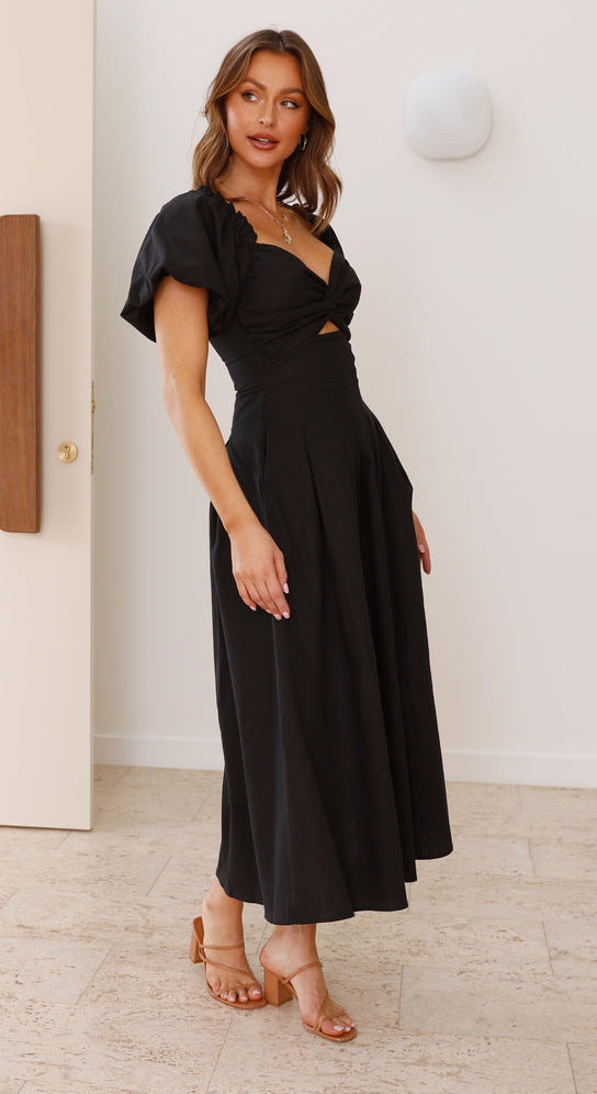 Black Sweetheart Neckline Cut Out Dress