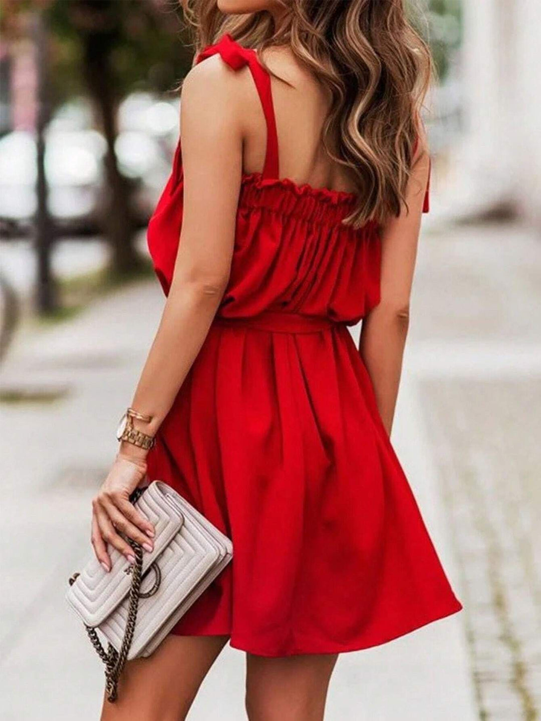 Red Tie Up Vacay Dress