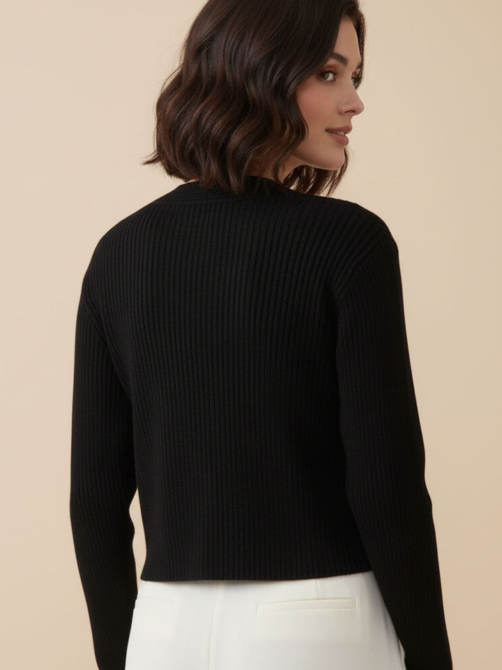 Black Full Sleeve Buttoned Cardigan