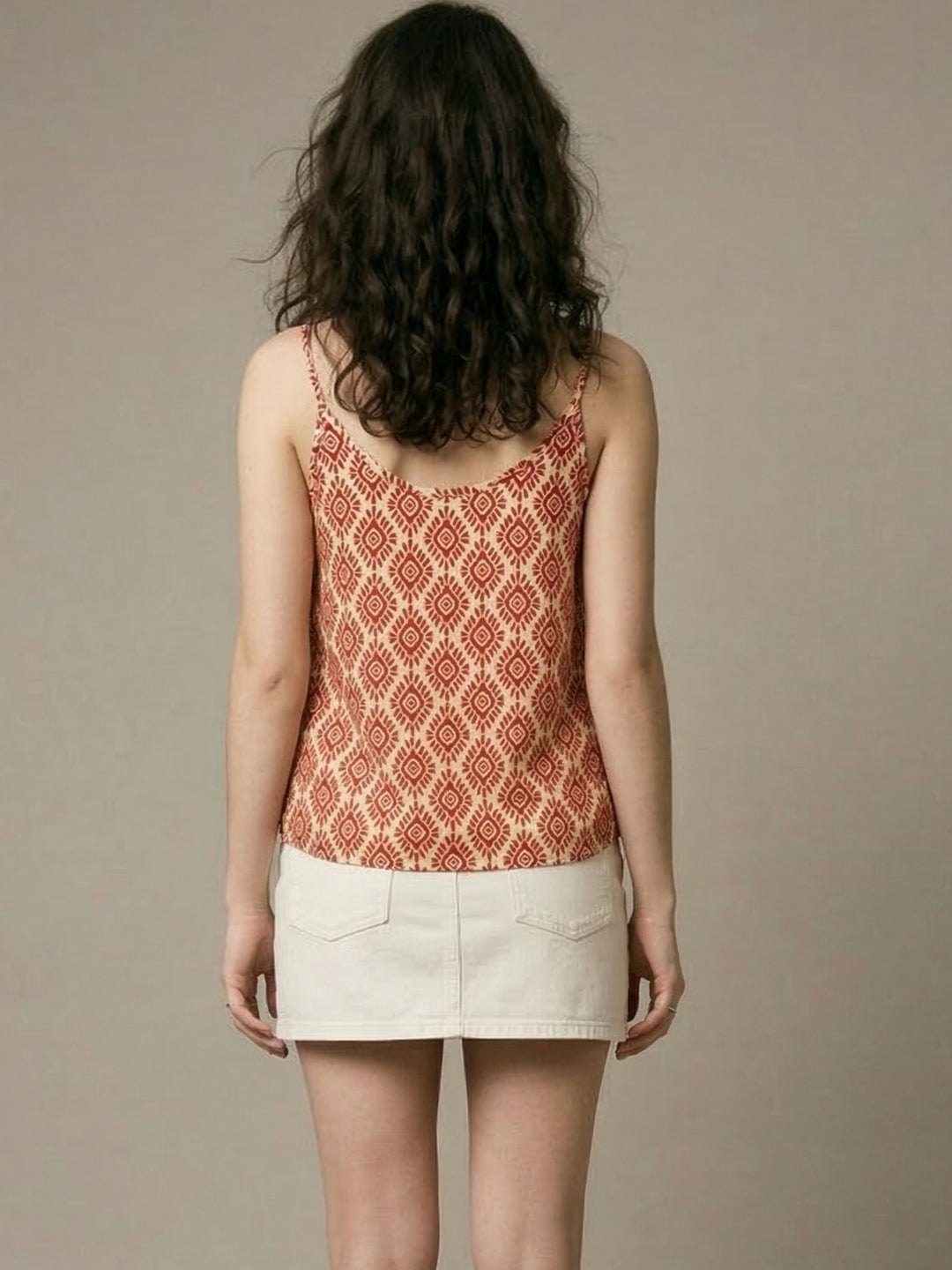 Red Strappy Printed Flowy Camisole