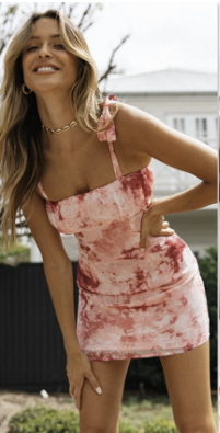 Pink Marble Effect Strappy Dress