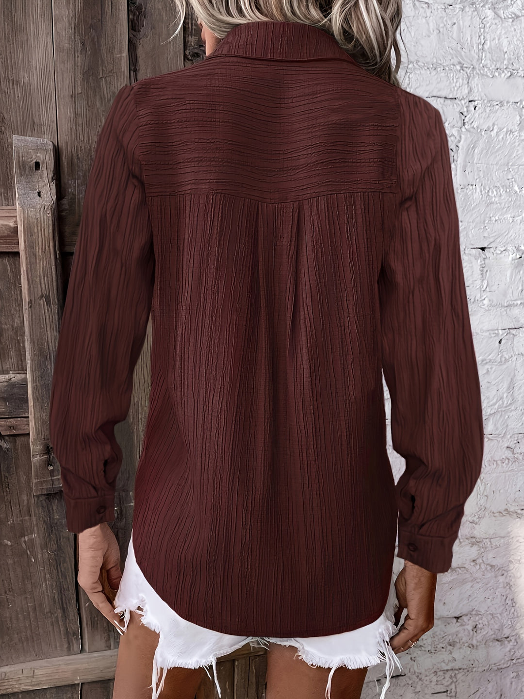 Maroon Textured Shirt