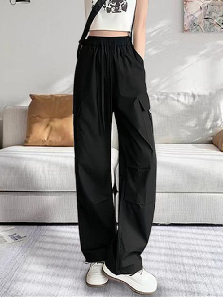 Black Straight Fit Cargo Pants