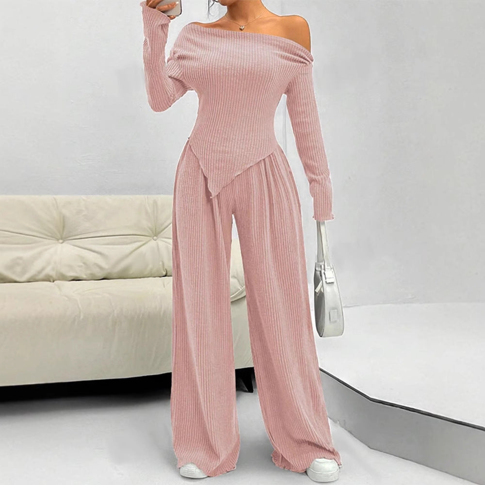 Pink Off-Shoulder Top And Pant Co-Ord Set