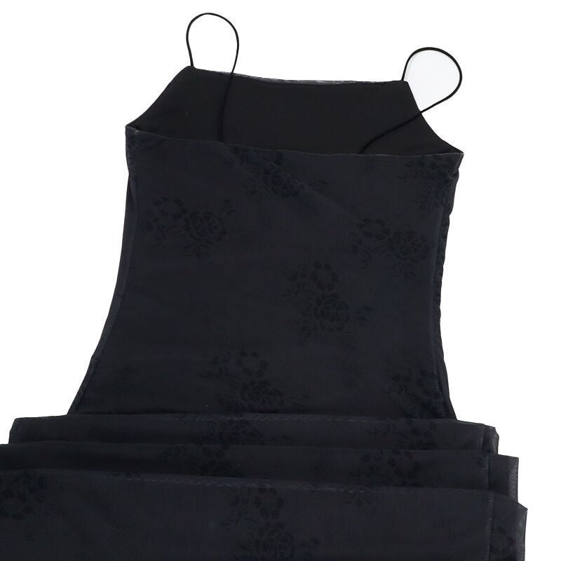 Black Floral Print Slip Maxi Dress
