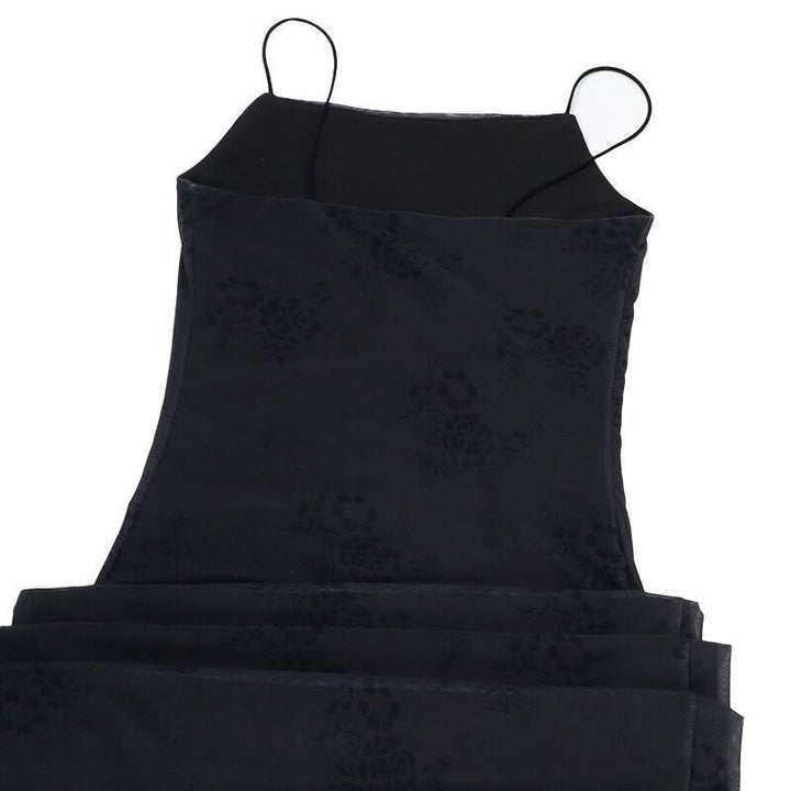 Black Floral Print Slip Maxi Dress