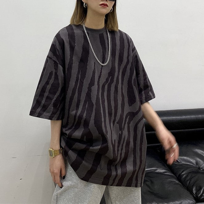 Black Animal Print Oversized T-Shirt