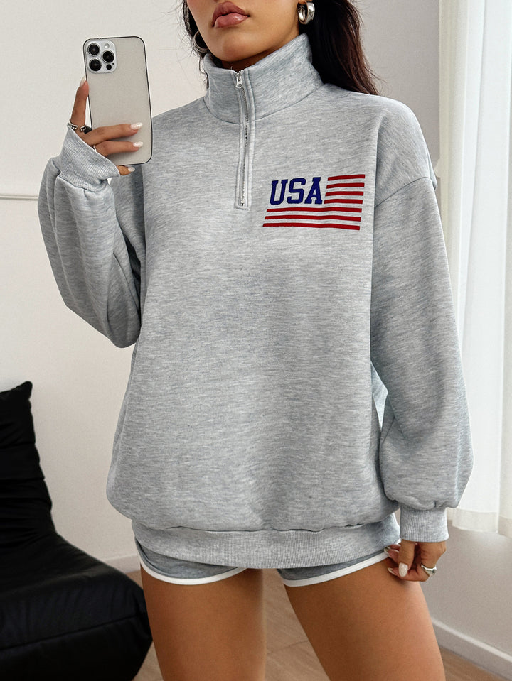 Grey Full Sleeve High Neck Graphic Print Sweatshirt