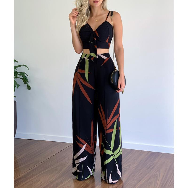 Black Tropical Print Coord Set