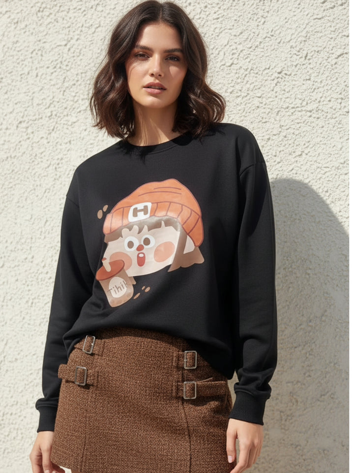 Black Character Graphic Sweatshirt