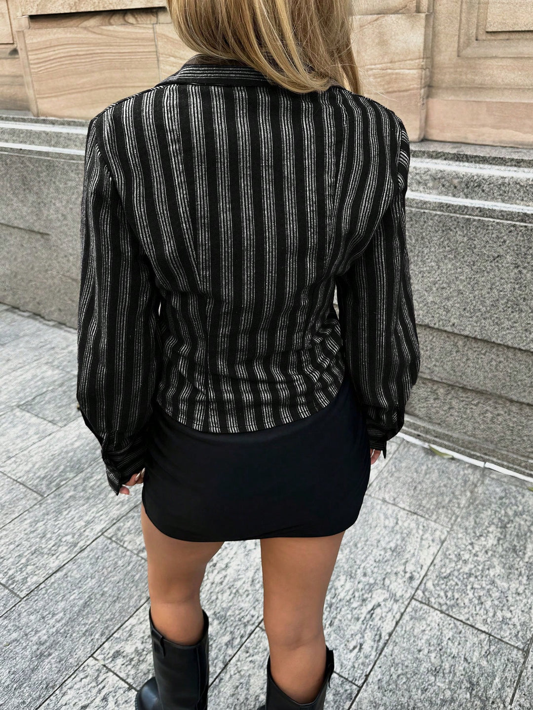 Black Striped Fitted Shirt