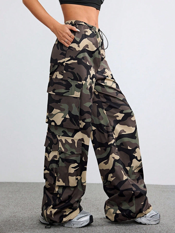 Multi High Waist Printed Wide Leg Trouser