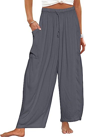 Grey Wide Leg Casual Cargo Pants