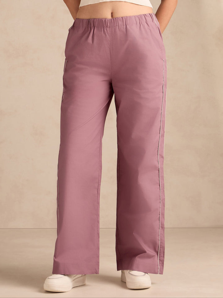 Mauve Pintuck Wide Leg Trouser