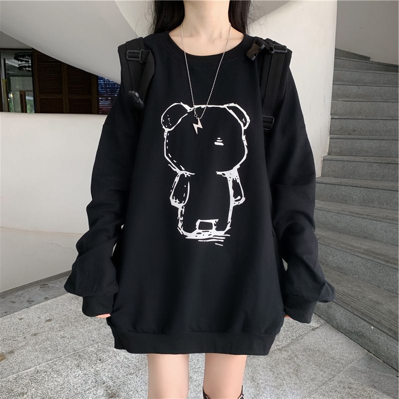 Black Graphic Printed Oversized Sweatshirt