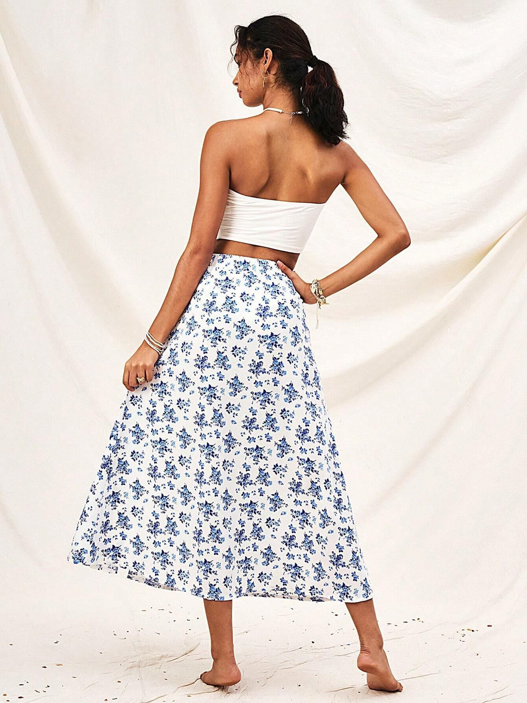 White A-Line Slit Skirt