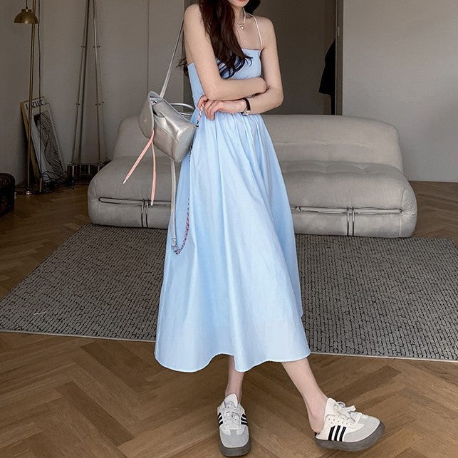 Blue Tube Tiered Maxi Dress