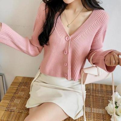 Pink Full Sleeve Buttoned Cardigan