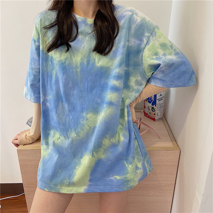 Blue Tie And Dye Oversized T-Shirt