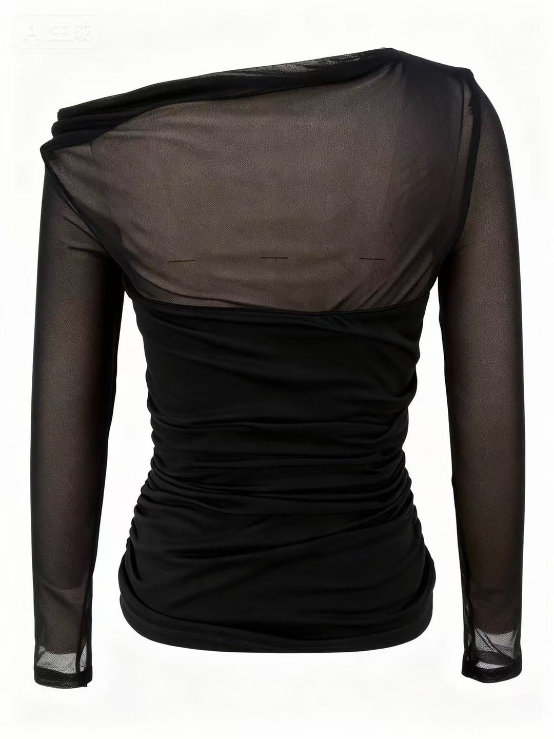 Black Full Sleeve Mesh Detail Top