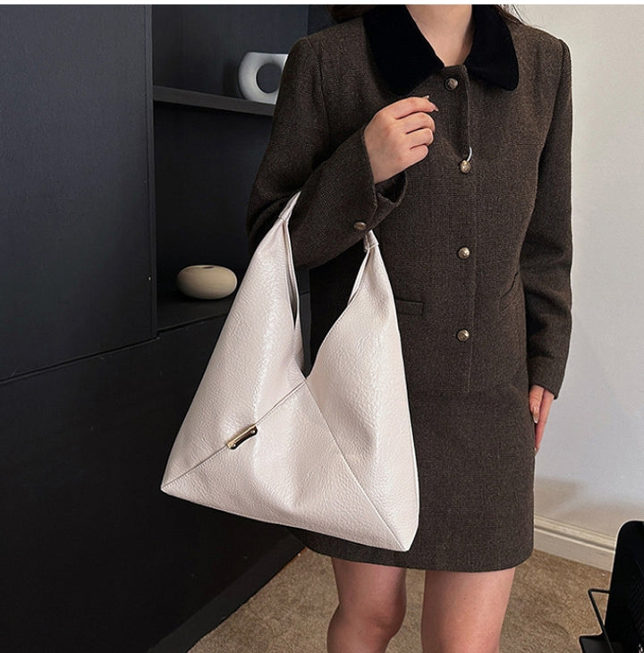 White Triangle Cut-Out Tote Bag