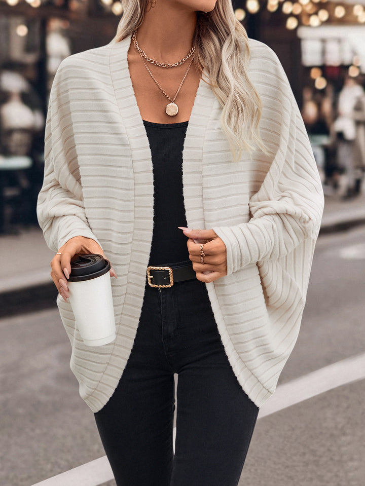 Off White Full Sleeves Front Open Shrug