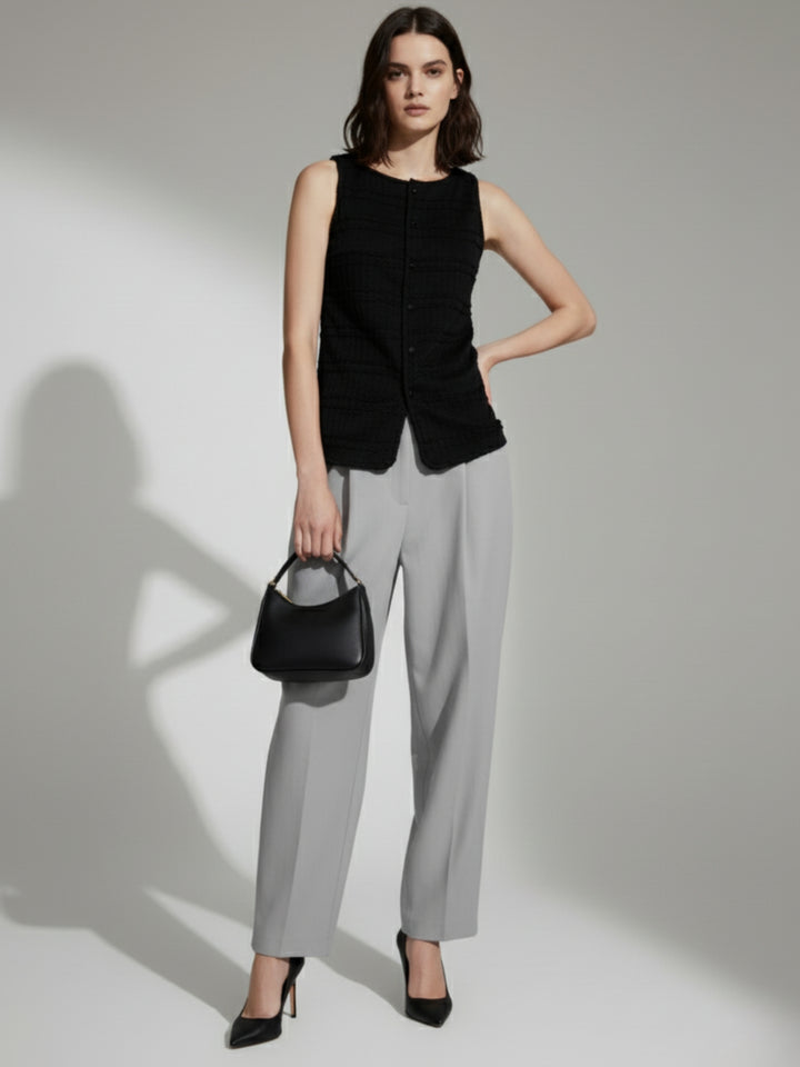 Black Round Neck Vest Top