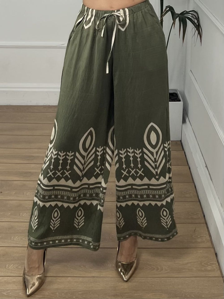 Olive Placement Printed Pants